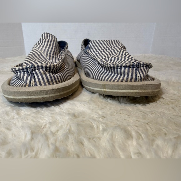 Sanuk Donna Polo blue & white striped sidewalk surfer slip-ons size 8 - Picture 4 of 8